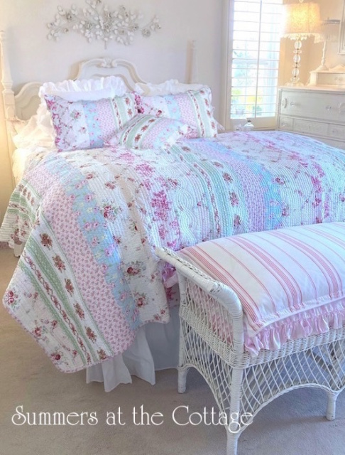 YELLOW PINK ROSES COTTAGE CHIC DUVET SET - KING or QUEEN
