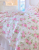 SHABBY PINK TIFFANY PEONY ROSES COTTAGE CHIC QUILT SET - QUEEN or KING