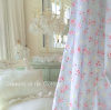 SHABBY COTTAGE BLUE PINK ROSES CHIC DRAPES CURTAIN FABRIC BY THE YARD