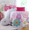 HELLO SUNSHINE FLOWERS TURQUOISE BLUE LAVENDER PINK BLOOMS QUILT SET - TWIN OR FULL QUEEN