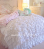 QUEEN or KING BEACH COTTAGE CHIC DREAMY WHITE RUFFLES DUVET COMFORTER COVER SET