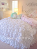 BEACH COTTAGE CHIC DREAMY WHITE RUFFLES COMFORTER SET - Queen or King