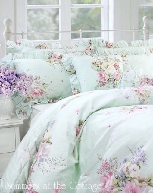 PERFECTLY PINK DREAMY RUFFLES SHABBY COTTAGE CHIC COMFORTER QUILT SET