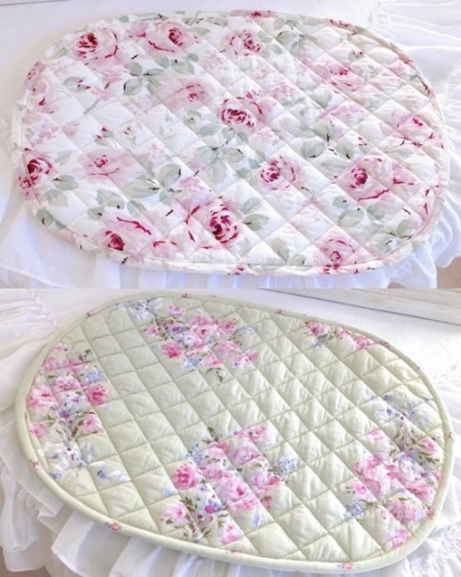 RACHEL ASHWELL SHABBY CHIC PINK ROSES PLACE MATS OVEN MITTS