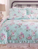 AQUA MINT PINK VINTAGE ROSES DUVET COMFORTER COVER SET