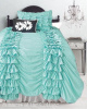 BELLA FRENCH RUFFLES AQUA TEAL POLKA DOT COMFORTER SET