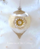 CHAMPAGNE GOLD FROSTED SILVER TEARDROP GLASS CHRISTMAS TREE REFLECTOR ORNAMENT