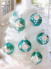 SHINY BRITE TURQUOISE GLASS SILVER REFLECTIVE SNOW DROPS CHRISTMAS ORNAMENTS