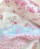 SHABBY BELLA BLUE PINK ROSES COTTAGE CHIC QUILT SET