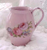 PINK LILAC VINTAGE ROSES PITCHER VASE COUNTRY COTTAGE CHIC