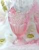 CRYSTAL PINK HOBNAIL GLASS VINTAGE INSPIRED GOBLET GLASSWARE